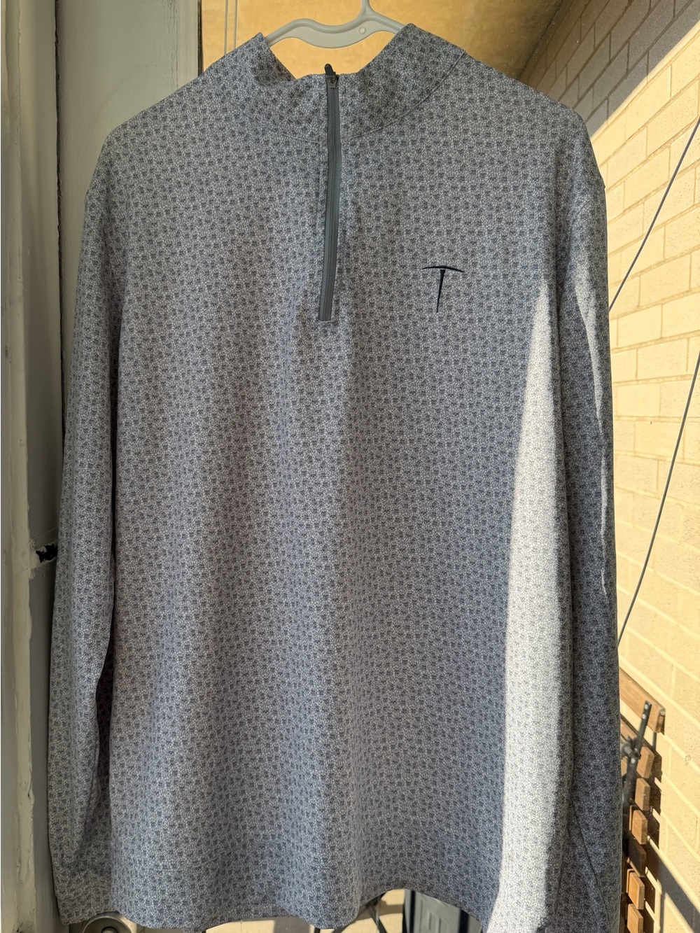 Peter Millar Light Gray Micro-Pattern Quarter-Zip Sweater